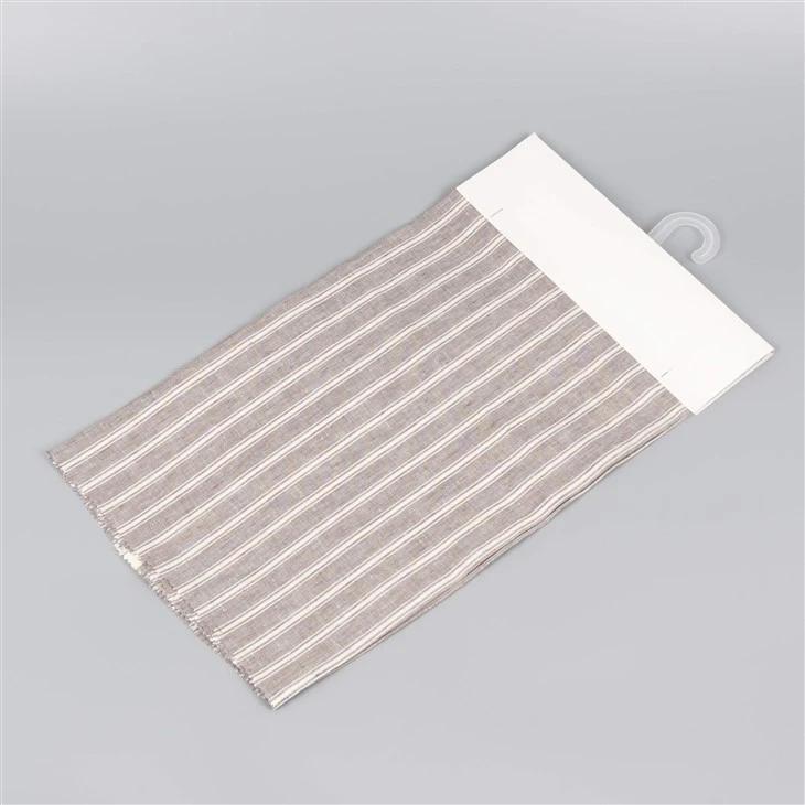 White Striped Natural Linen Fabric