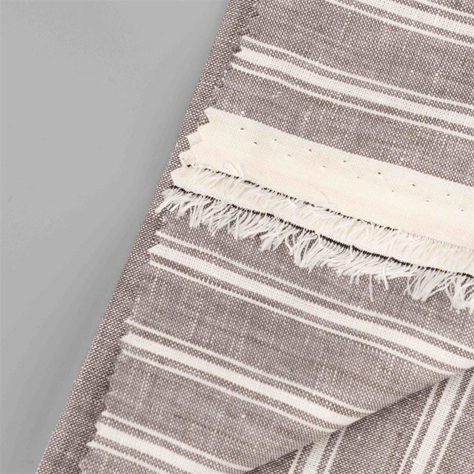 White Striped Natural Linen Fabric price