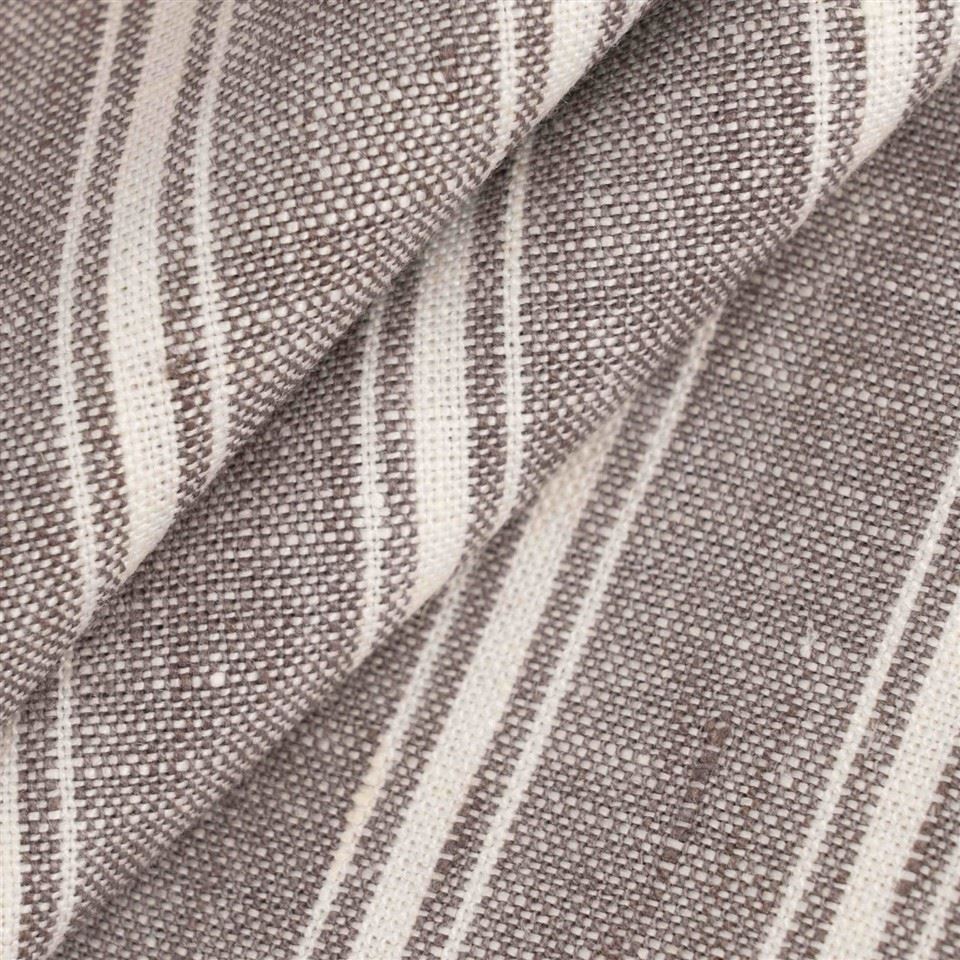 White Striped Natural Linen Fabric high quality