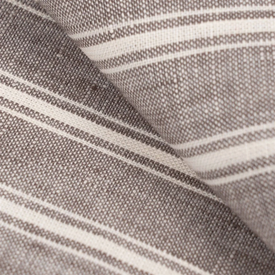 White Striped Natural Linen Fabric factory